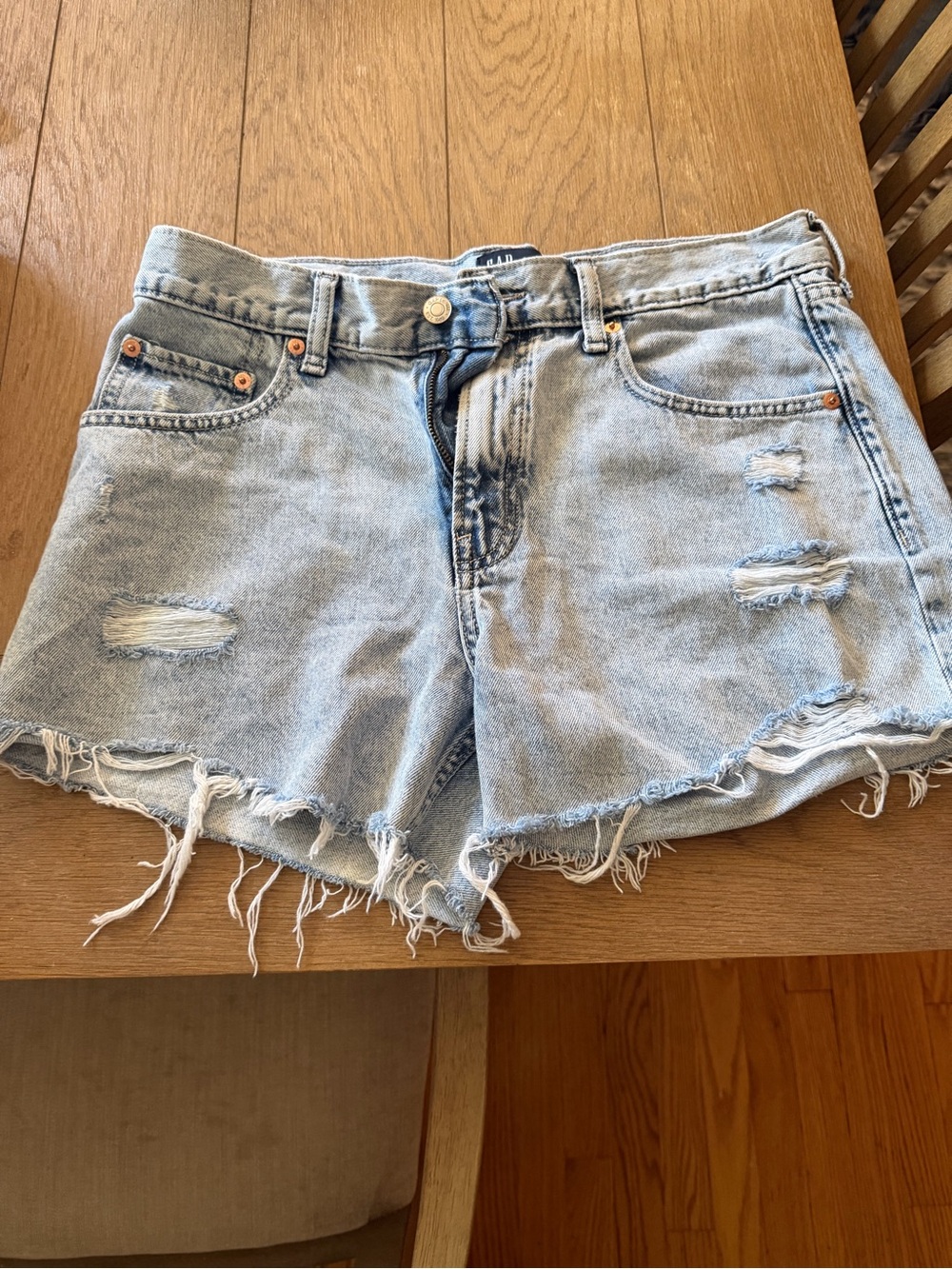GAP Light Blue Distressed Denim Shorts